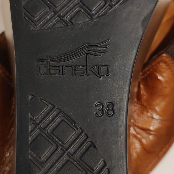 Dansko Brown Ava Wedge Slip On Cross Strap Comfort Sandals Size 38 - Picture 8 of 13